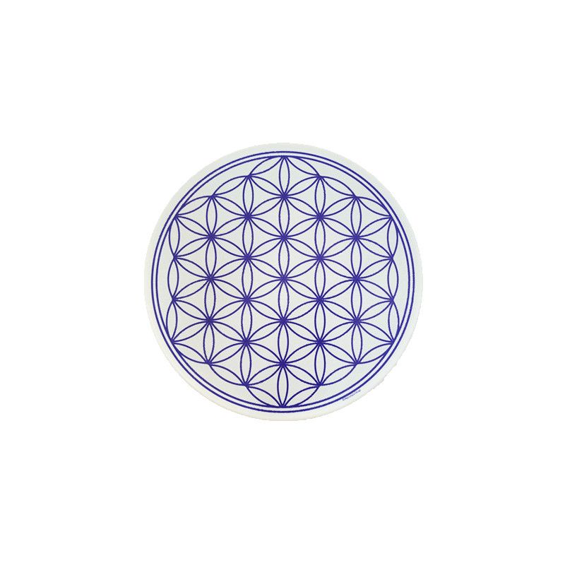 Runde Energieplatte – Blume des Lebens Weiß