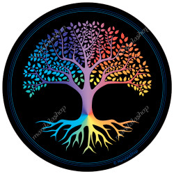 Harmonising disk Tree of Life (black background)
