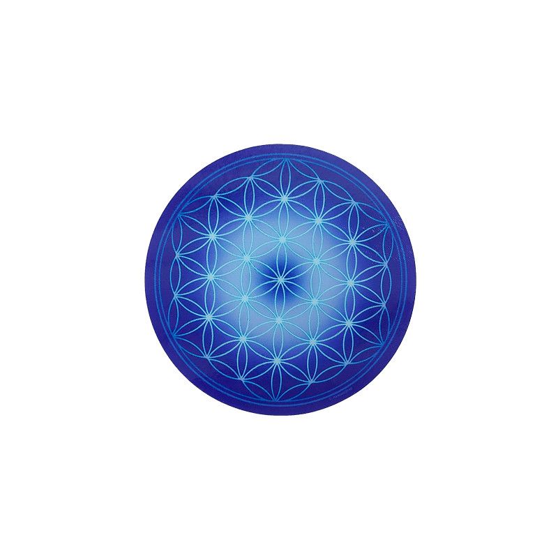 Runde Energieplatte – Blume des Lebens Indigo