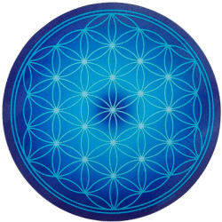 Runde Energieplatte – Blume des Lebens Blau