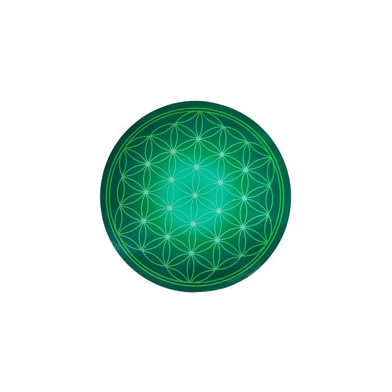 Runde Energieplatte – Blume des Lebens Grün