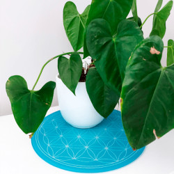 Round Energising Plate Turquoise Flower of Life
