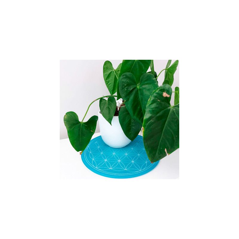 Runde Energieplatte – Blume des Lebens Türkis