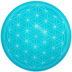 Runde Energieplatte – Blume des Lebens Türkis