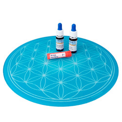 Runde Energieplatte – Blume des Lebens Türkis