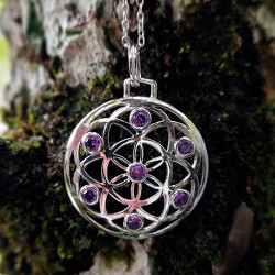 Anhänger Samen des Lebens mit Amethyst-Zirkonen