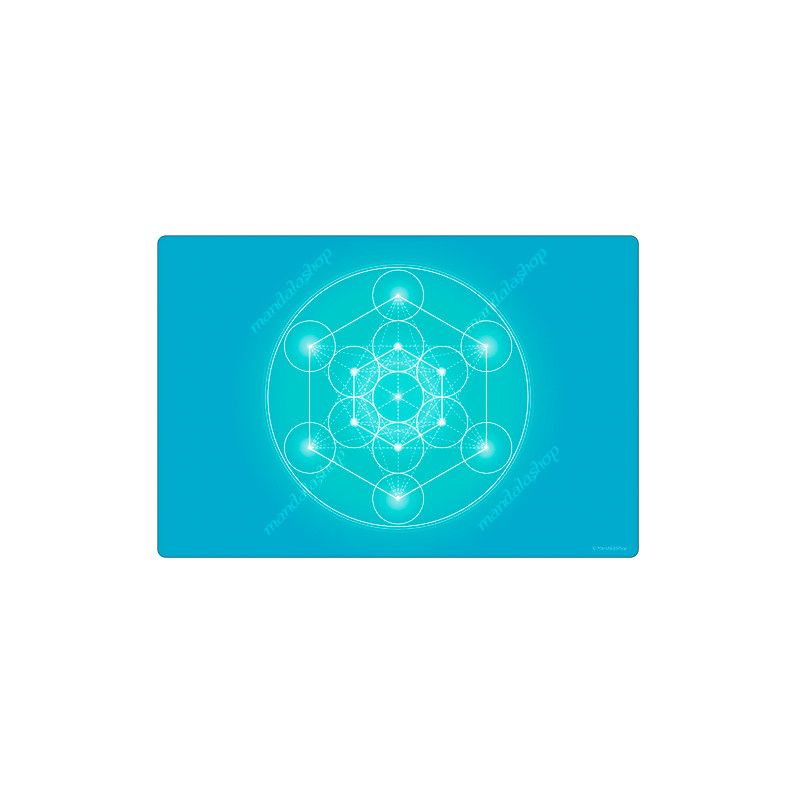 Harmonisierender Teppich Metatron-Würfel türkis