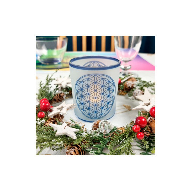 Teelichthalter Blume des Lebens weiß