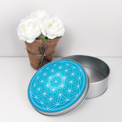 Metallbox Blume des Lebens türkis