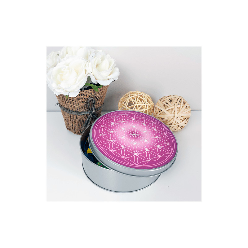 Boîte ronde Fleur de Vie (7 couleurs au choix)