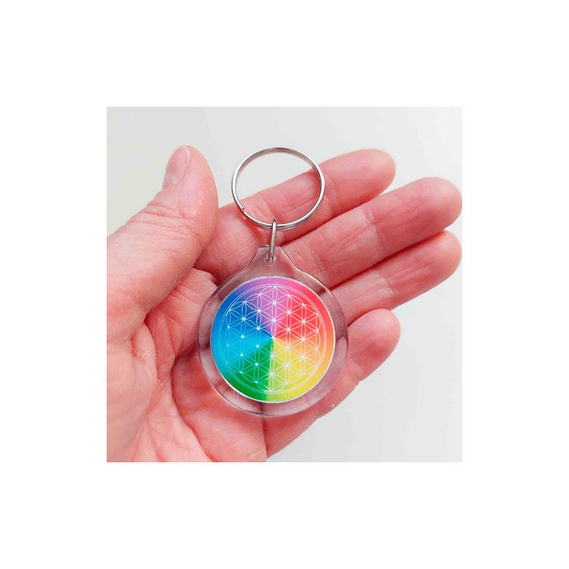 Schlüsselanhänger Blume des Lebens 7 Chakren