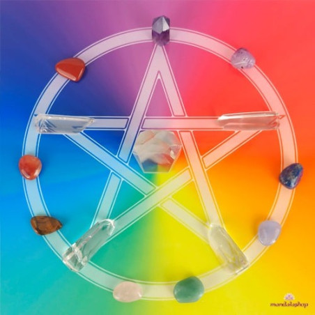 Wooden energising tray with multicoloured Pentacle