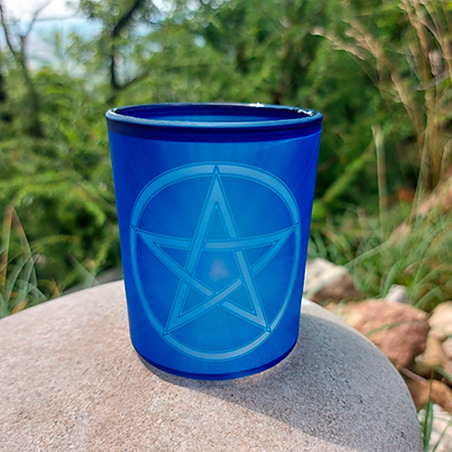 Windlicht aus Glas Pentagramm