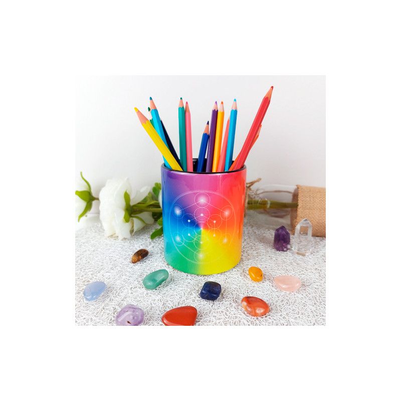 Stiftehalter Metatron-Würfel 7-chakren