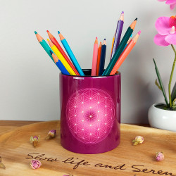 Purple Flower of Life Pencil holder