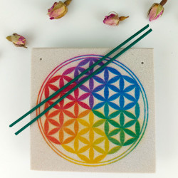 Flower of Life stone incense holder (square)