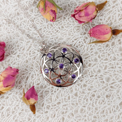 Anhänger Samen des Lebens mit Amethyst-Zirkonen