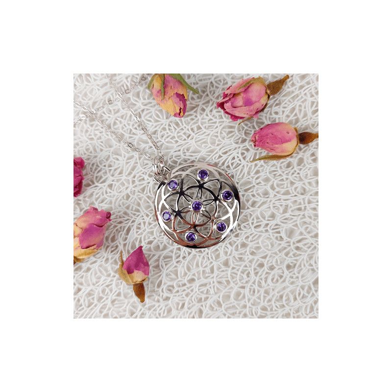 Anhänger Samen des Lebens mit Amethyst-Zirkonen