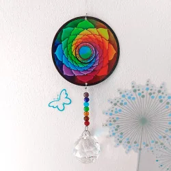 Rainbow Mandala crystal Suncatcher