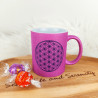 Tasse Blume des Lebens violett mit Glitter