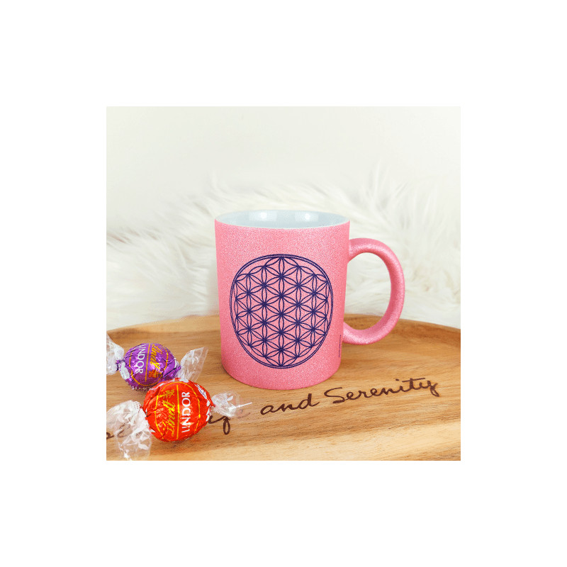 Flower of Life glitter pink Mug
