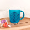Tasse Blume des Lebens - glitzernd blau