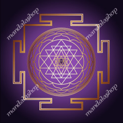 Sri Yantra Bild mit violettem Hintergrund