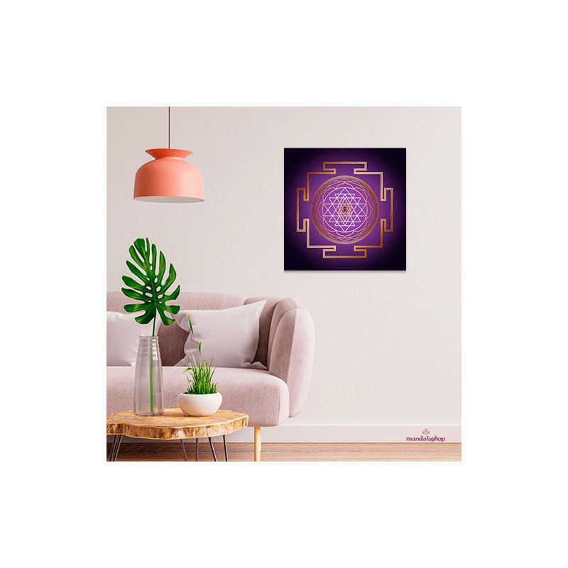 Sri Yantra Bild mit violettem Hintergrund