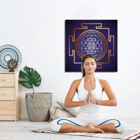 Sri Yantra Bild mit blauem Hintergrund