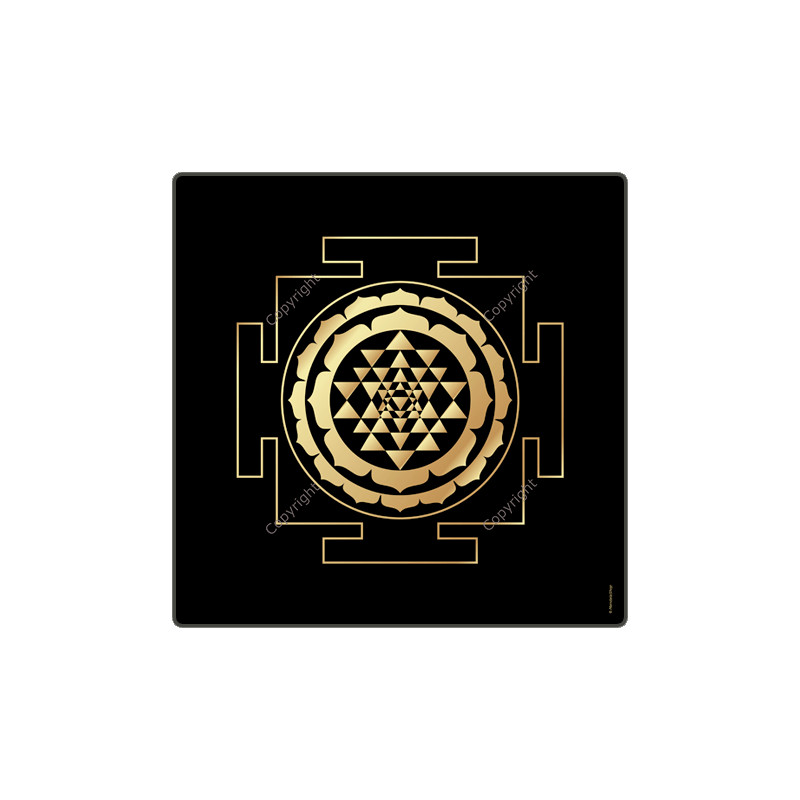 Energising wooden tray with Sri Yantra (black background)