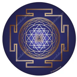 Sri Yantra (with blue background) Round mouse pad