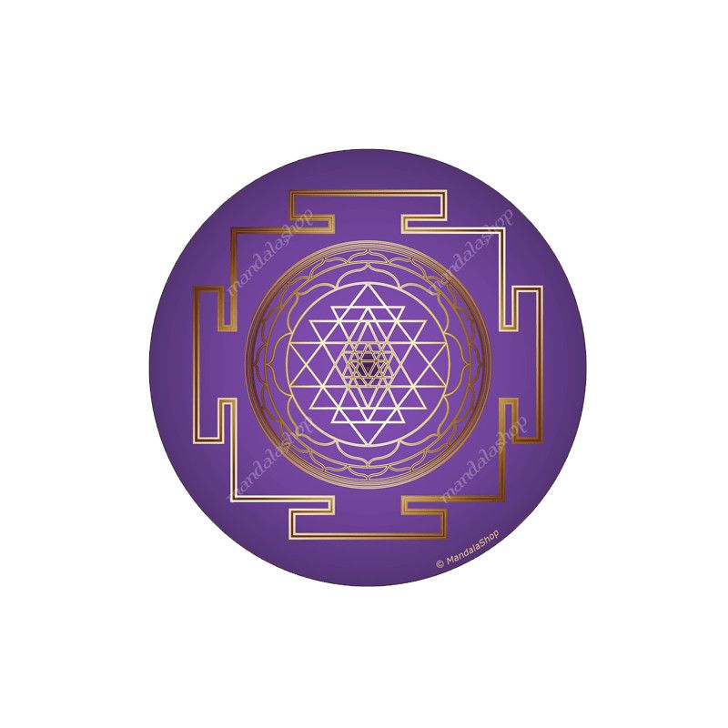 Tapis de souris rond Sri Yantra (fond violet)