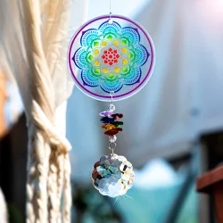 Atrapasol de cristal Mandala de vidrio
