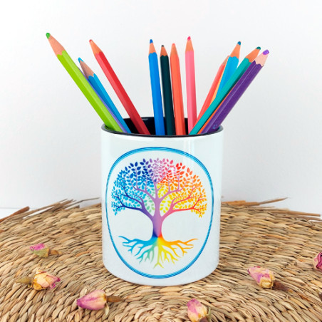 White Tree of Life Ceramic pencil holder