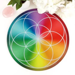 Placa energizante redonda Semilla de la Vida multicolor