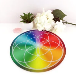 Multicolored Seed of Life round energising plate