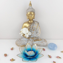 Kerzenhalter Lotusblume Capiz blau