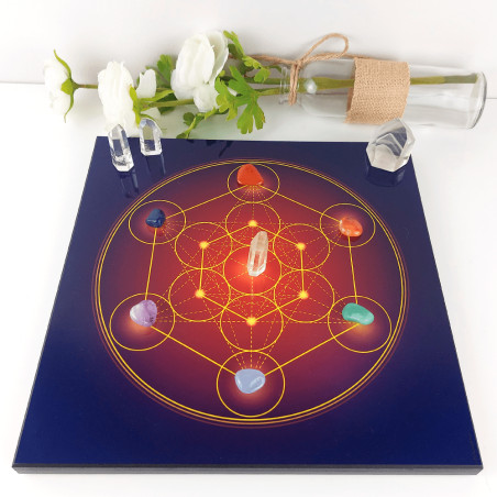 Wooden energising tray with antique Metatron's Cube