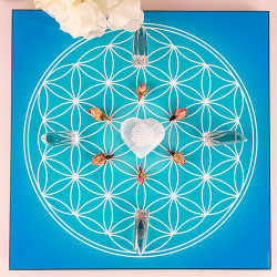 Plateau dynamisant Fleur de Vie turquoise
