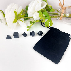 5 Platonische Körper aus schwarzem Obsidian