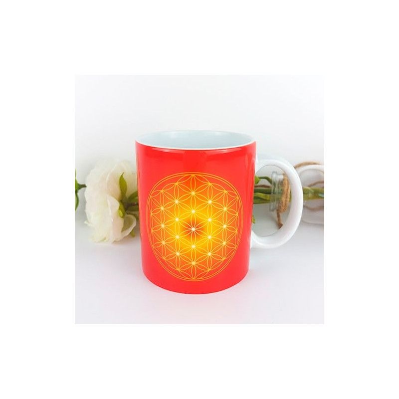 Tasse Blume des Lebens orange