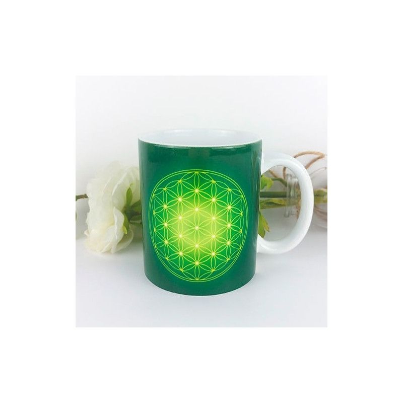 Tasse Blume des Lebens grün