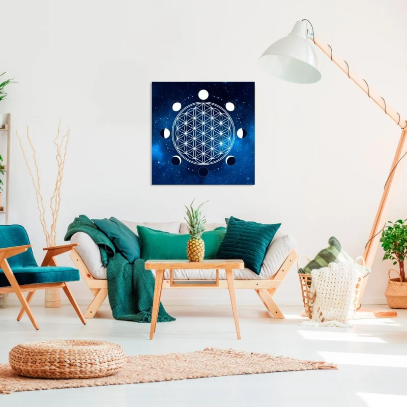Flower of Life moon phases canvas