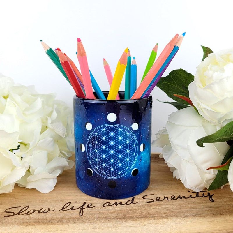 Stiftehalter Blume des Lebens Mondphasen