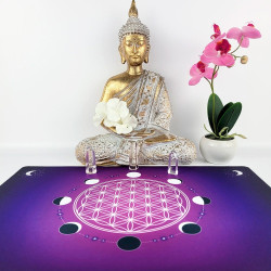 Tapis harmonisant violet Fleur de Vie phases de la lune