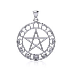 Pentacle with moon phases necklace