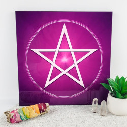 Wooden energising tray with purple Pentagram