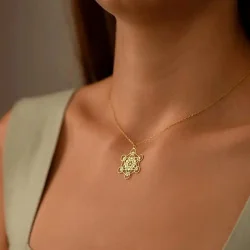 Gold plated Metatron's Cube necklace