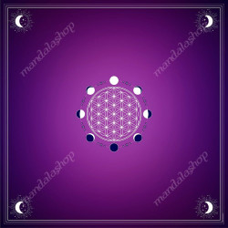 Violette Tarot-Tischdecke Blume des Lebens 60x60 cm