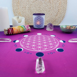 Violette Tarot-Tischdecke Blume des Lebens 60x60 cm